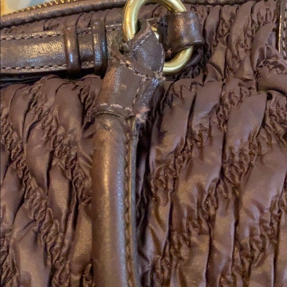 🔥🔥🔥 Coach Madison Lindsey Chevron Quilted Brown Satchel Shoulder Bag - Picture 6 of 16